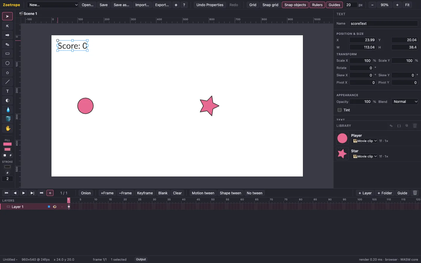Shapes drawn with the ellipse, polygon and text tools